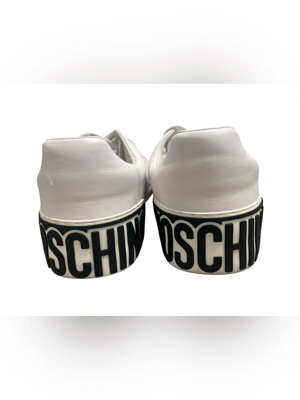 Moschino Couture Milano Men's White Leather Large Logo Sneakers EU 43 US 10